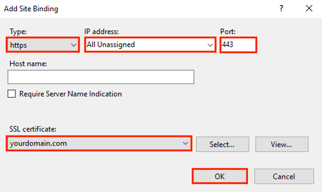 Add Site Bindings