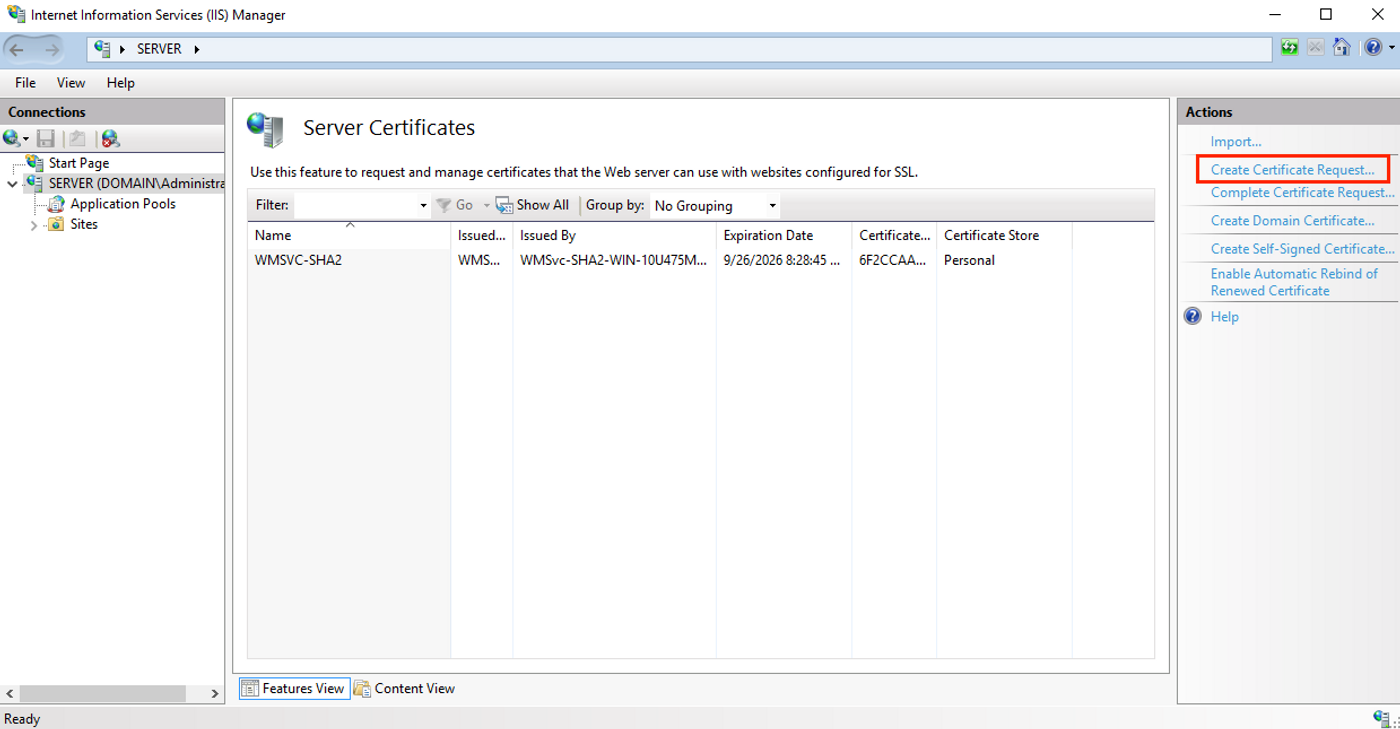 Create Certificate Request