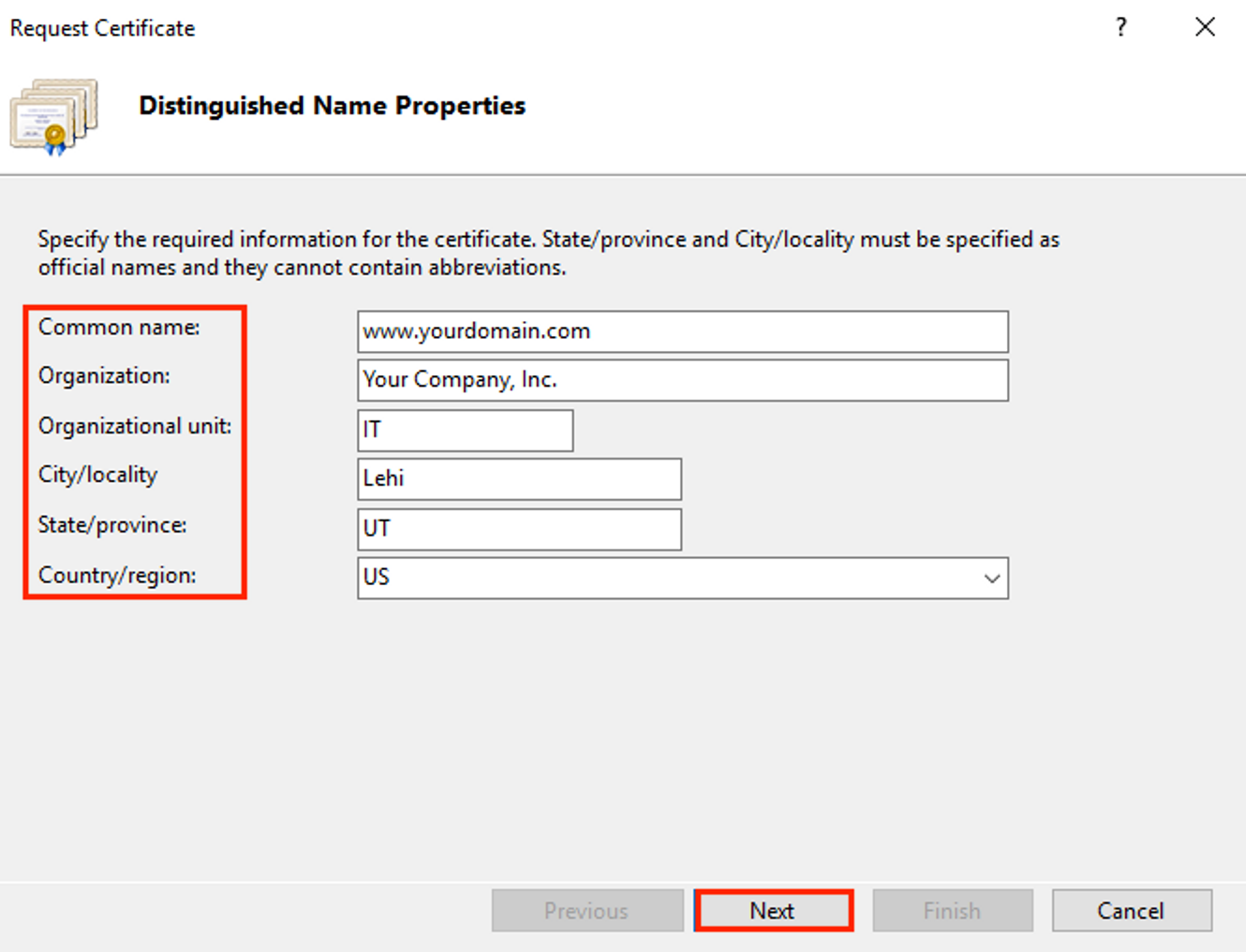 Request Certificate