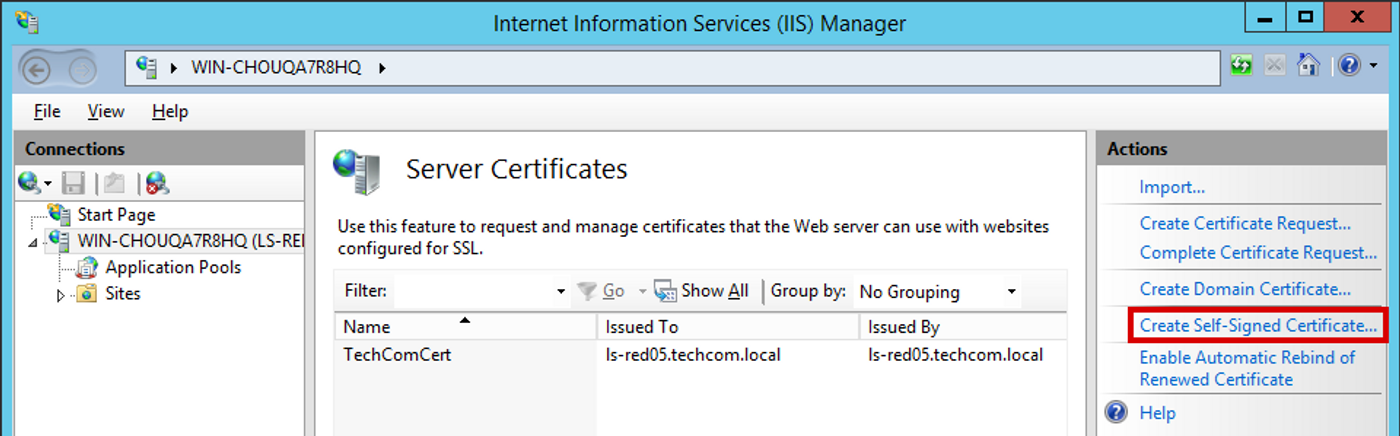 Create Self-Signed Certificate